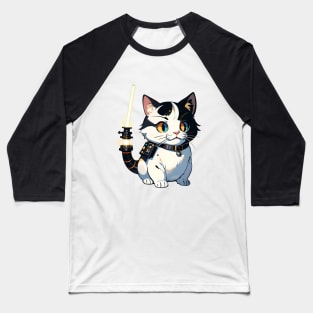 Star Cat Tshirt and Stickers Design Cute Cat Sci-Fi Characters Robot Carousel Baseball T-Shirt